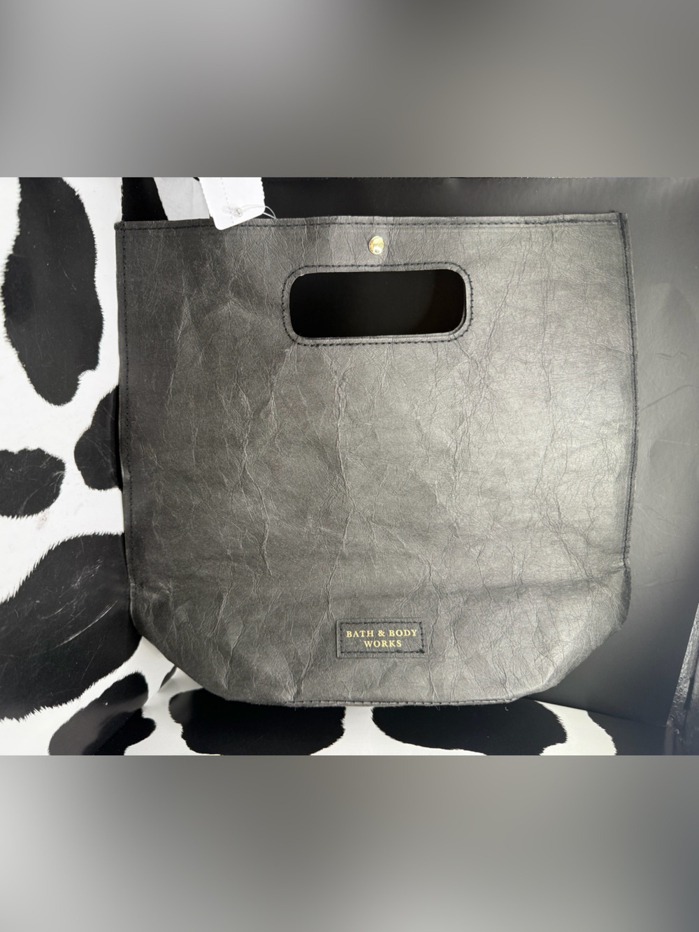 Bath & Body Works Black Sturdy Messenger Bag with Cutout Handle
